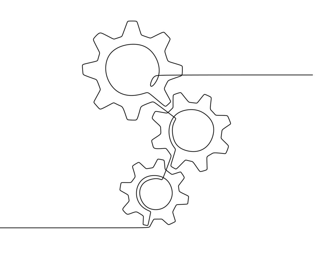 Sleek Vector Design of Interlocking Gears in Continuous Line Art